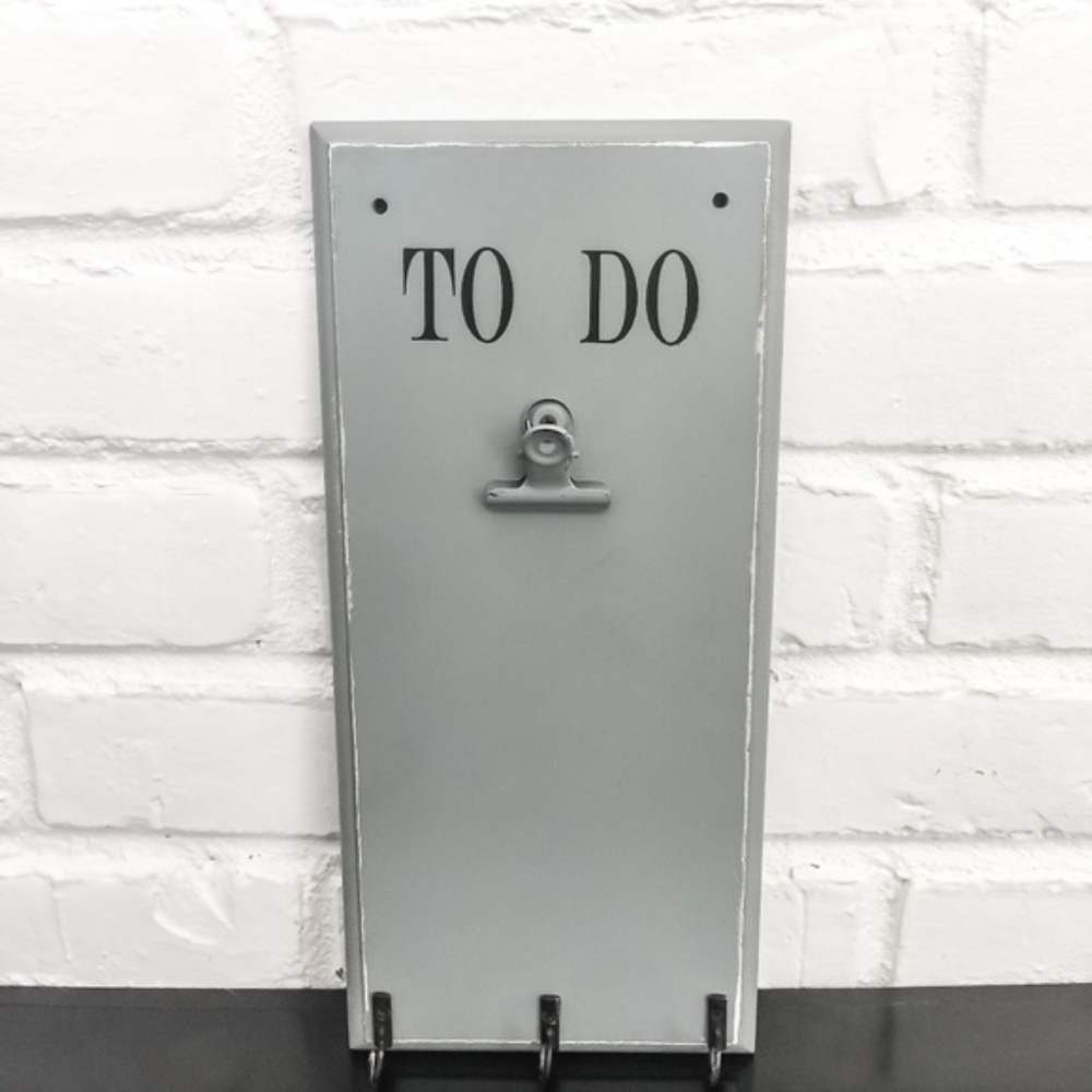 Wooden Blue "To Do" List With Hooks And Clips